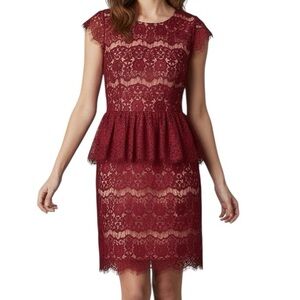 NWOT MAEVE Elsa Lace Back Zipper Lined Peplum Dress Size Medium